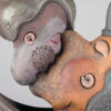 A close up of two people kissing
