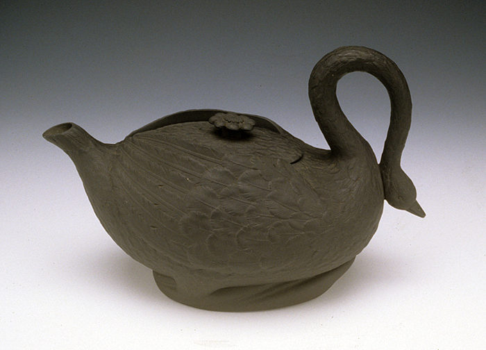 Sowter & Co. Black Basaltes Swan Teapot