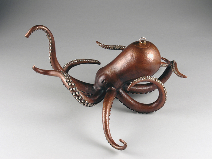 Miel-Margarita Paredes (American, b. 1977). Octopus Teapot, 2005. Copper and sterling silver, 8.5 x 15 x 16. Kamm Collection 2005.58.19
