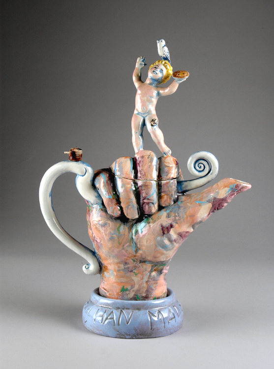 Jack Earl hand made teapot, ceramic, Kamm Teapot Foundation