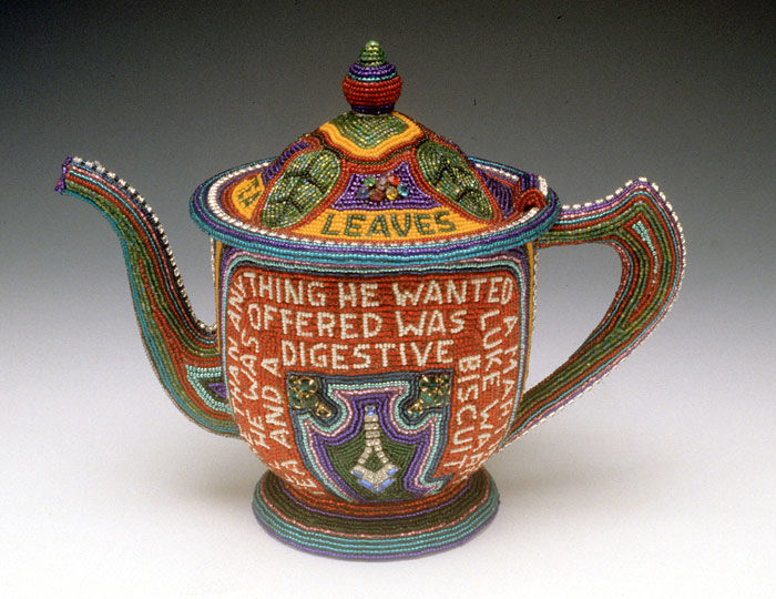 Thomas Wegman (American, 1930-2012) Teapot beadwork, found teapot