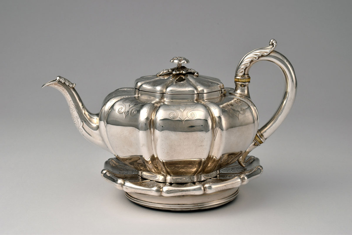 Paul Storr silver teapot with stand.