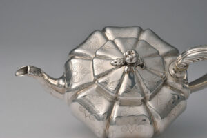 Paul Storr silver teapot with stand.