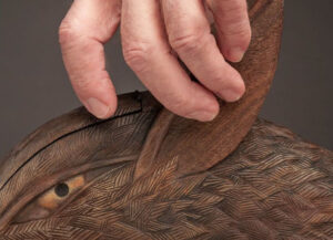 Ron Layport, Earl the Grey, 2016. Wood sculpture, detail of handle (ears).