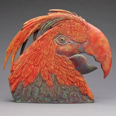 Ron Layport, Red Bird Teapot, 2012. wood sculpture.