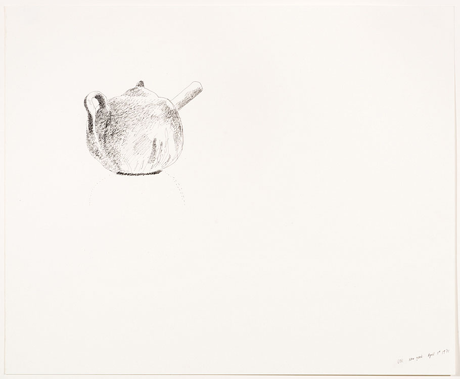 David Hockney, ink drawing of a teapot.