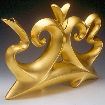 Michael Sherrill, Halcyon Teapot, ceramic, gold leaf.