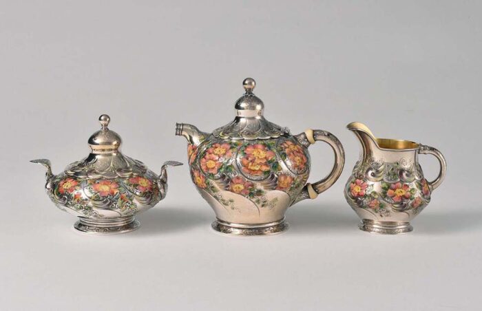 Tifffany & Co. Enameled Tea Set.