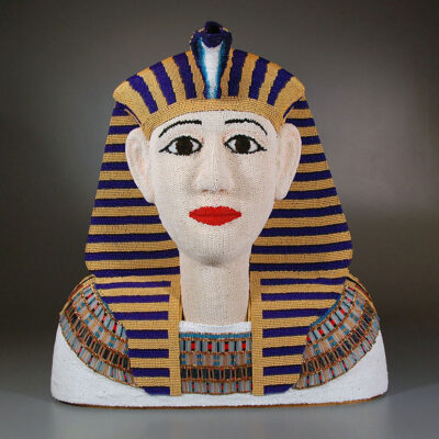 Leslie Grigsby, Beaded sculpture of an Egyptian Pharoah.