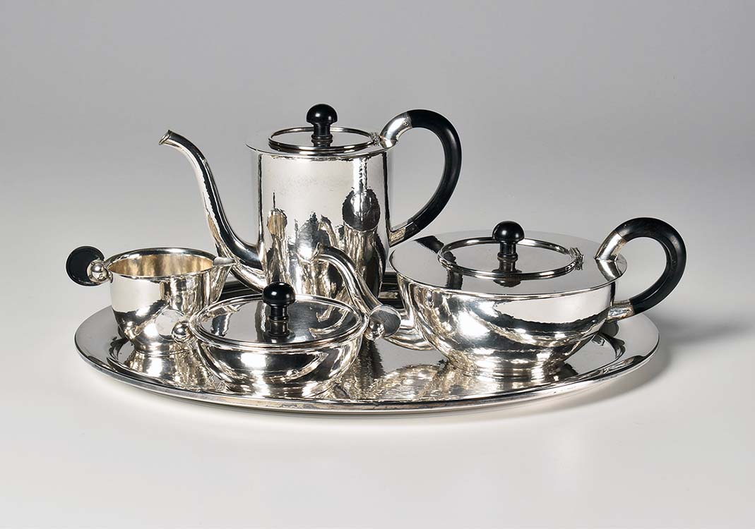 Paula Straus, Coffee and Tea Service, ebonized wood.