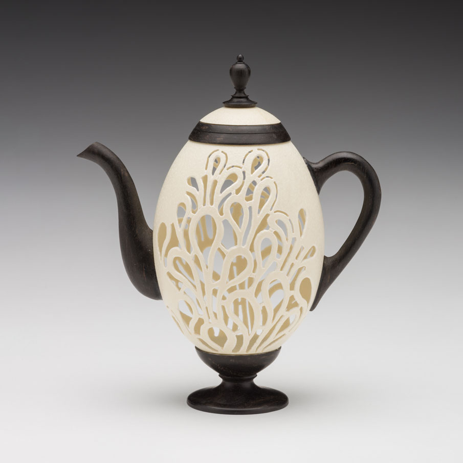 Larisa Safaryan. Rhea 2011. Egg shell, ebony wood.