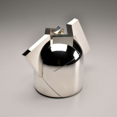 Gary Morga, TeaPot 1986. Silverplated gilding metal, nylon.